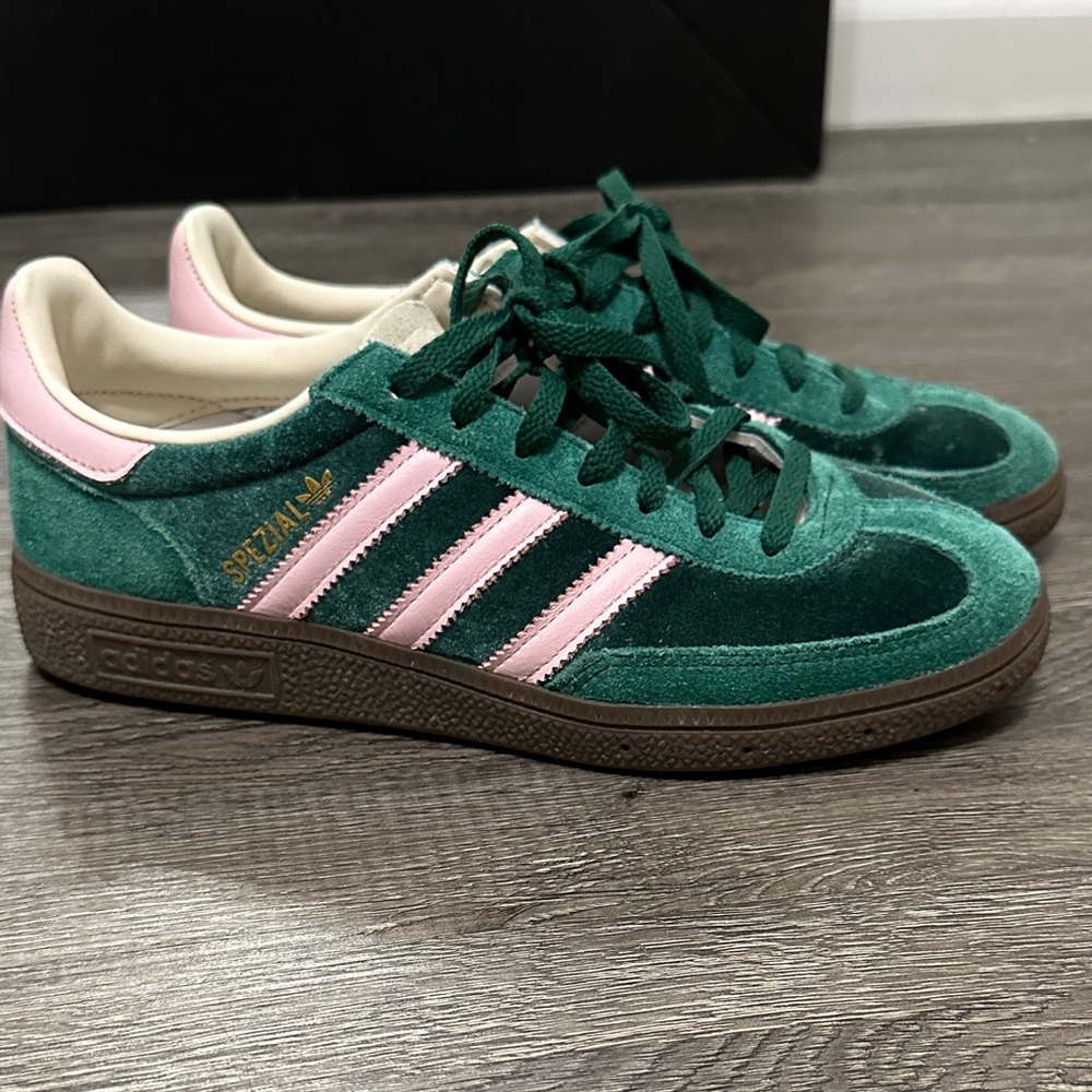 Adidas Spezial Green and Pink Suede Sneakers